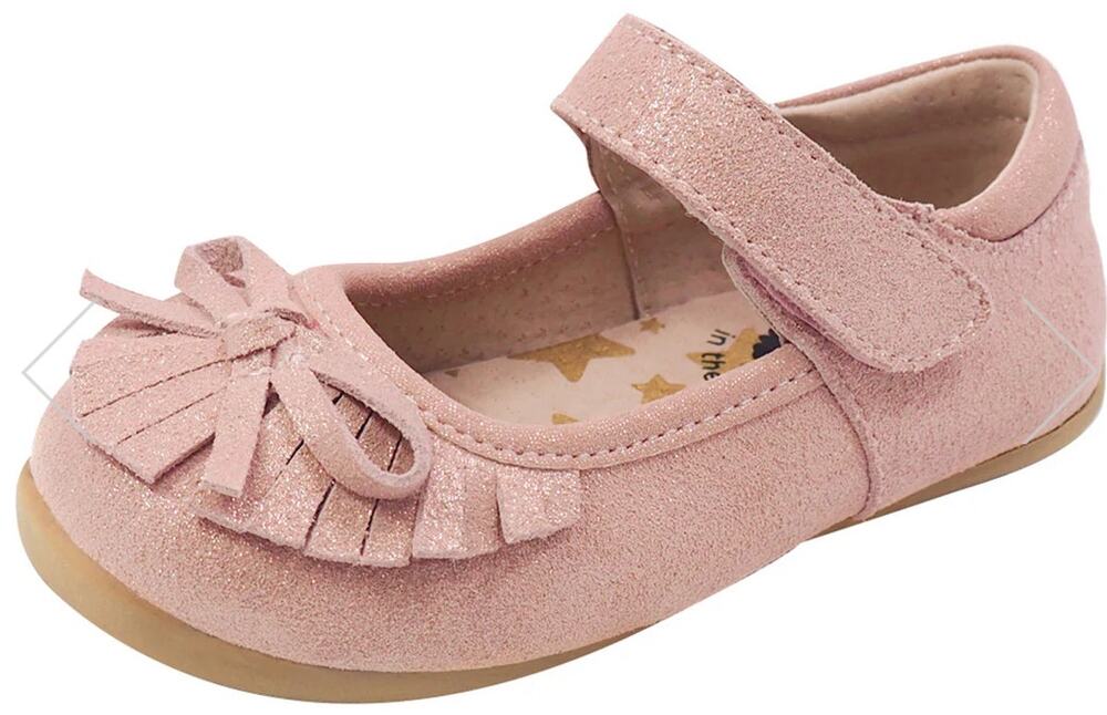 Livie & Luca 'Willow' Fringe Baby Girl 6 MTH Pink Suede Moccasin Shoe